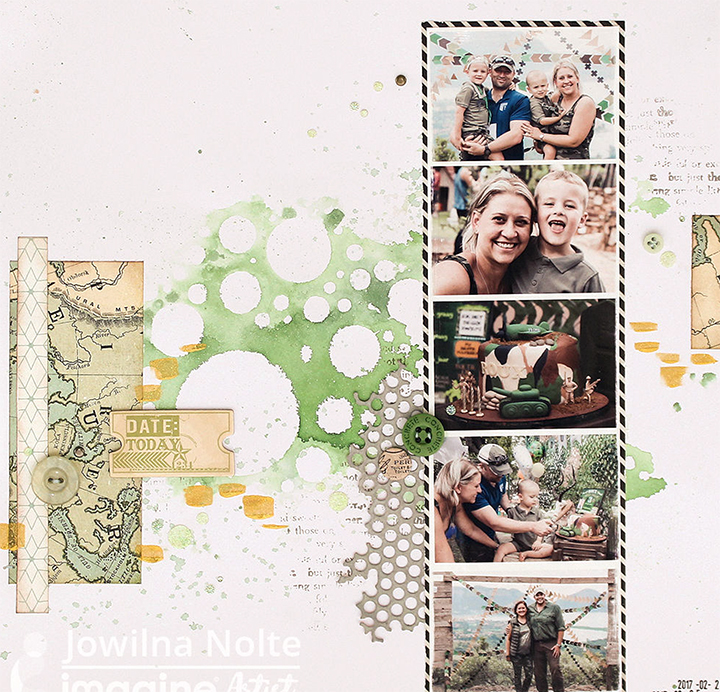 Scrapbooking with Stenciled Shades of Green